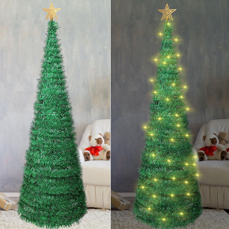 Árbol De Navidad Plegable 1.5m + 4 Fundas Led Gratis | Montaje ultra rápido