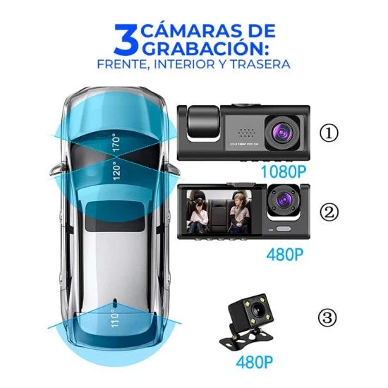 Cámara Para Carro 3 en 1 | Conduce con tranquilidad y seguridad